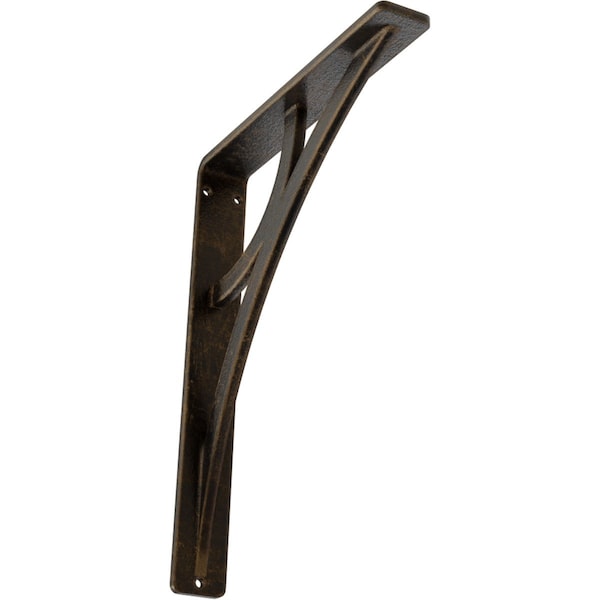 Ekena Millwork Galveston Wrought Iron Bracket, (Single center brace), Antiqued Brass 1 1/2"W x 7 1/2"D x 10"H BKTM01X07X10SGLABS - main